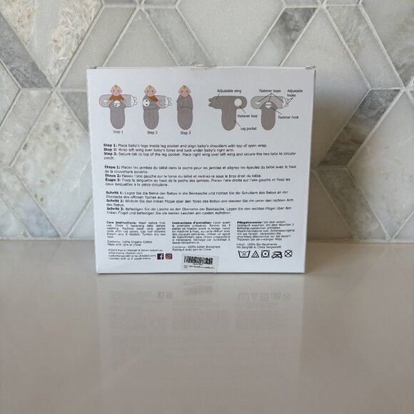 Mama Cheetah Small 0-3M Organic Cotton 3 pack Baby Swaddle Wrap Soft White Gray - Picture 5 of 9